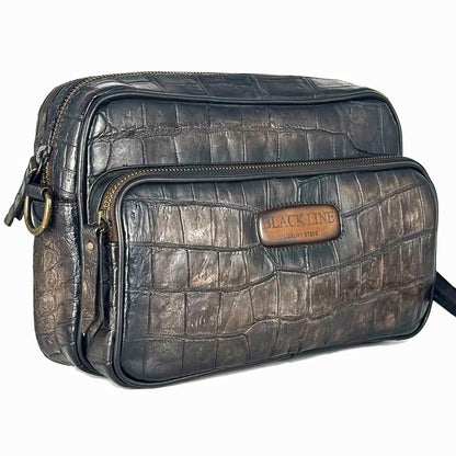 BANDOLERA TWO BAG COCODRILO GREY