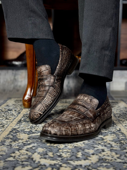 DORIAN CROCODILE BROWN NOBUCK 