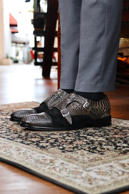DANIEL GAMUZA LIZARD & PITON GREY BLACK