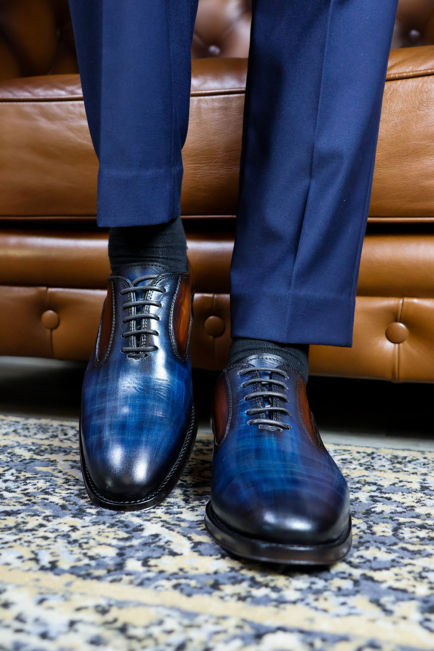 BLUE & BROWN LEATHER LIAM