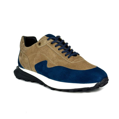 BEIGE & BLUE SUEDE SNEAKER