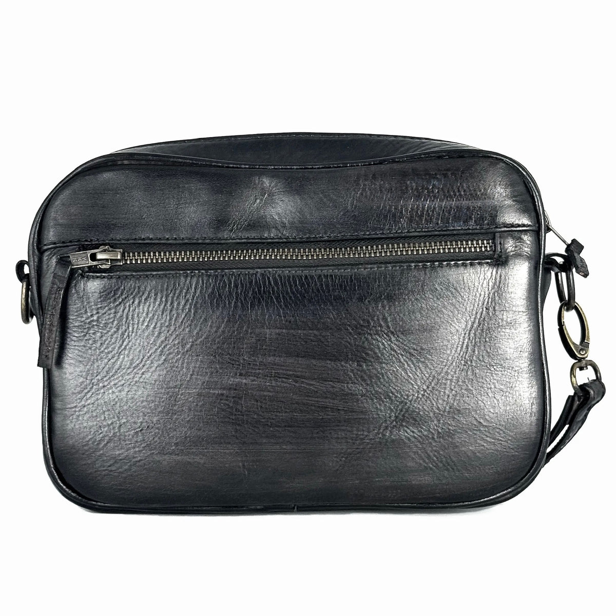 BANDOLERA DOS BOLSAS PIEL PATINA GREY