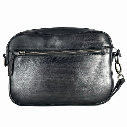BANDOLERA DOS BOLSAS PIEL PATINA GREY