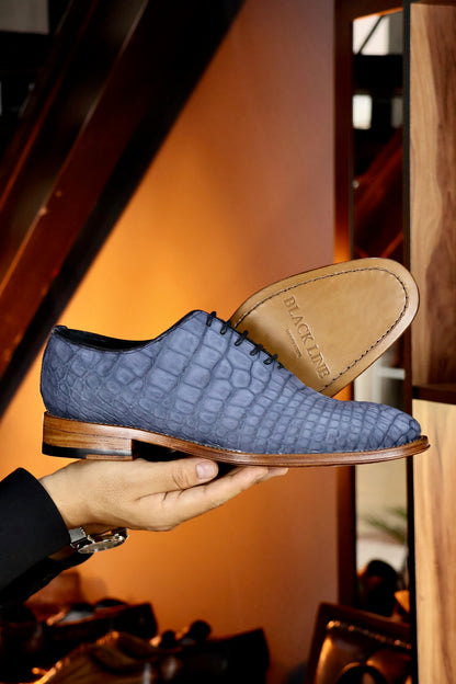 HUGO WHOLECUT ALLIGATOR NOBUCK BLUE