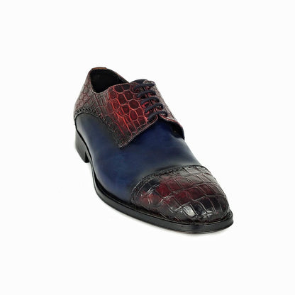 BLUE AND RED CROCO & LEATHER SAUL