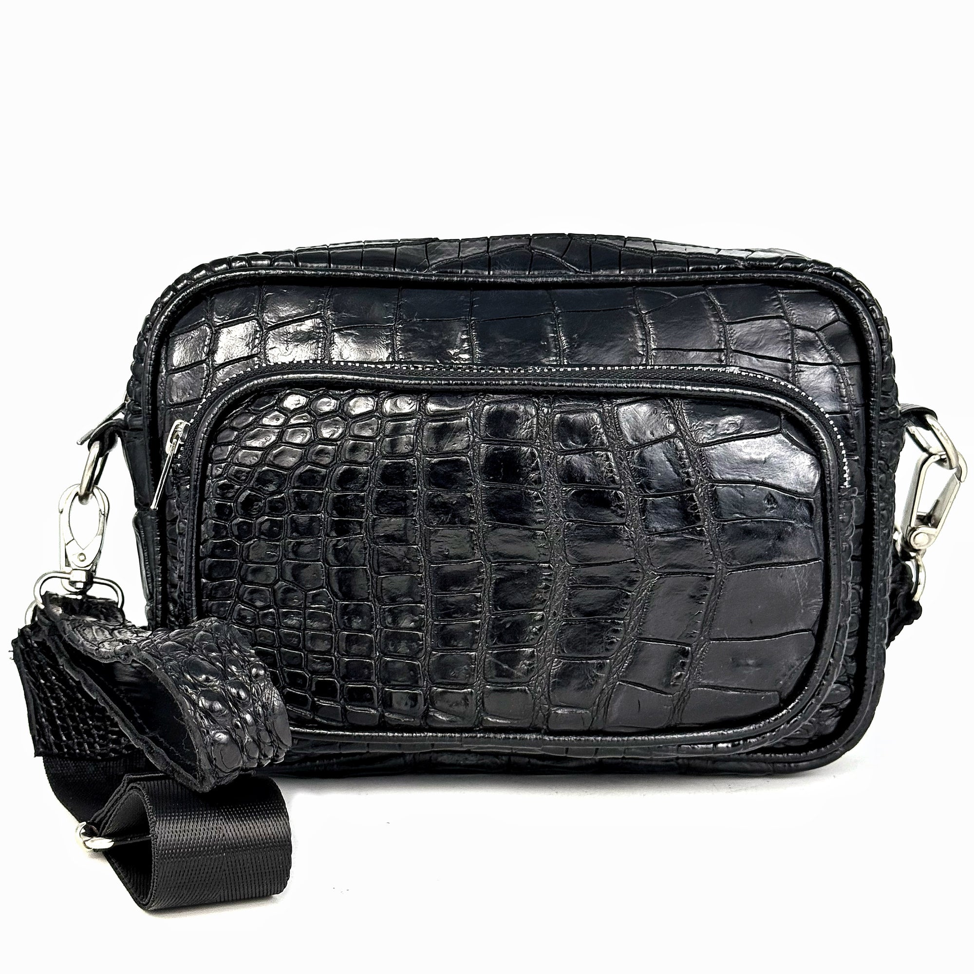 BLACK CROCO TWO BAG BANDOLERA
