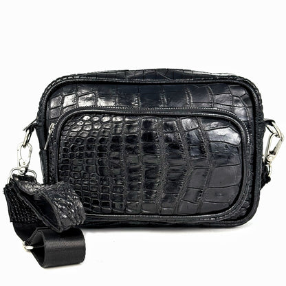 BLACK CROCO TWO BAG BANDOLERA