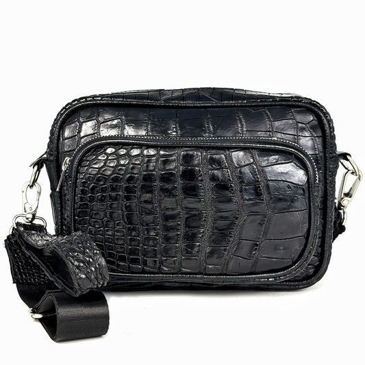 BLACK CROCO TWO BAG BANDOLERA