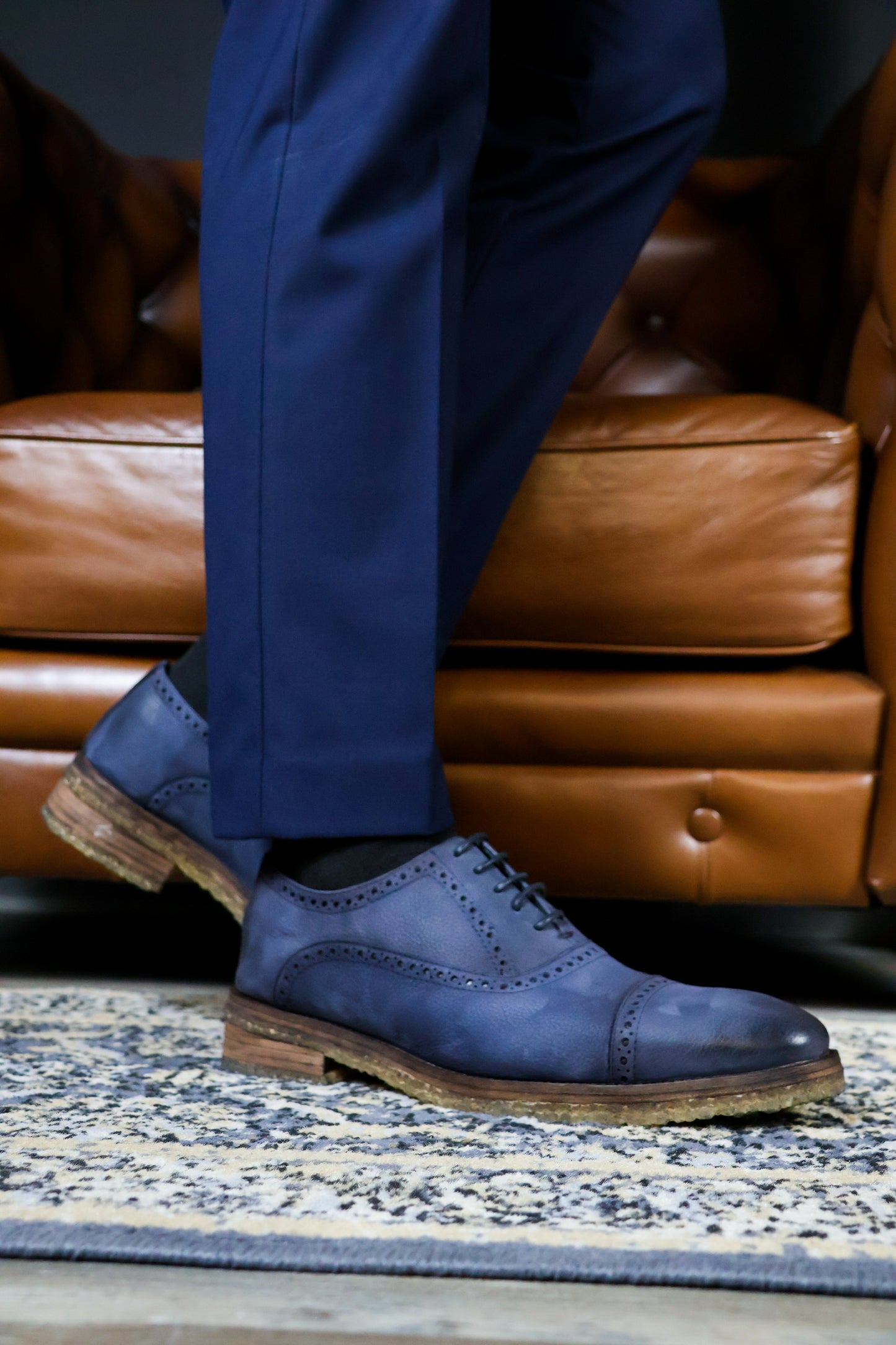 BLUE NOBUCK FLOATER CARTER W/DOBLE SUELA CREPÉ