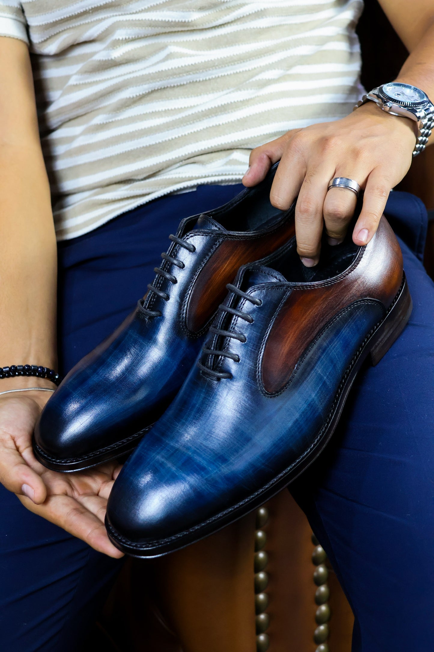 BLUE & BROWN LEATHER LIAM