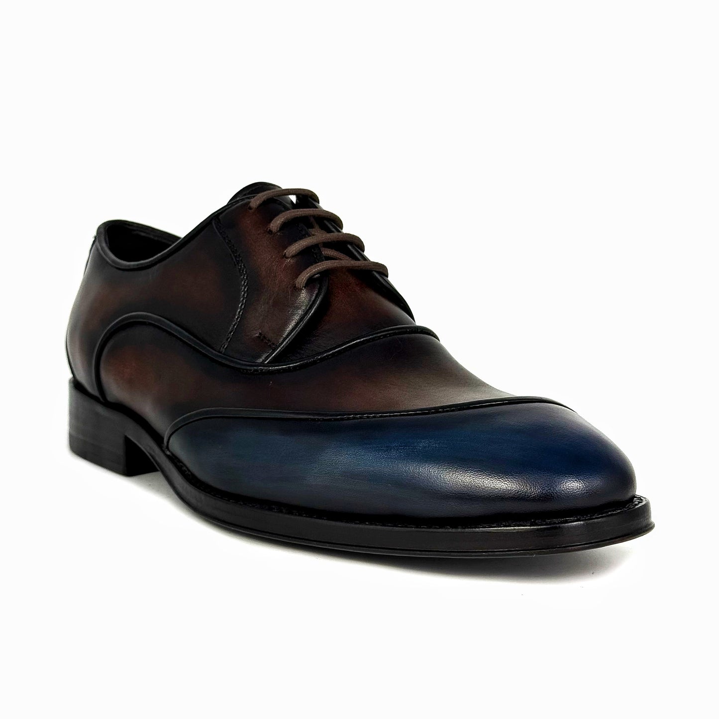 BROWN & BLUE LEATHER MICHAEL W/RIBETE