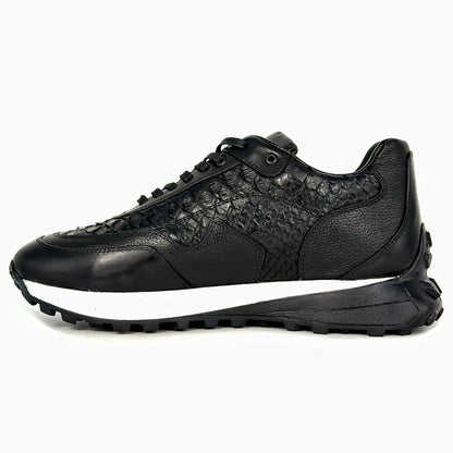 BLACK LEATHER & PYTHON SNEAKER
