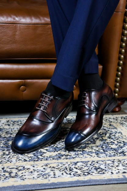 BROWN & BLUE LEATHER MICHAEL W/RIBETE