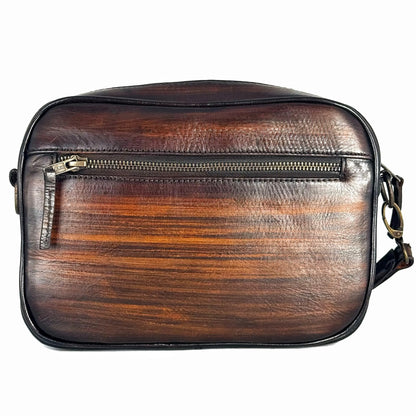 BANDOLERA DOS BOLSAS PIEL PATINA BROWN