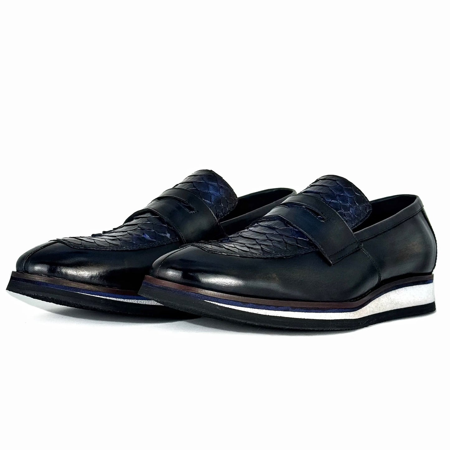 SNEAKER PIEL COCODRILO BLUE