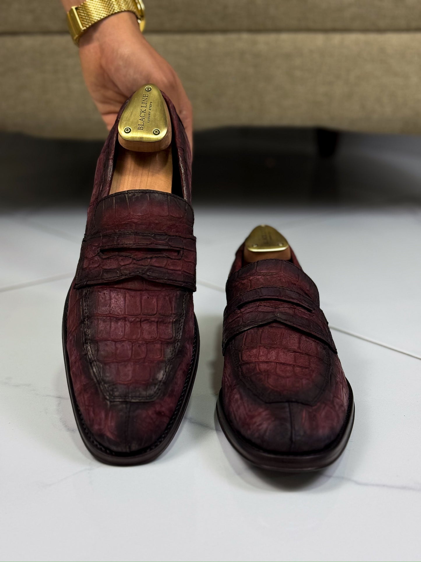 WINE NOBUCK CROCO DORIAN