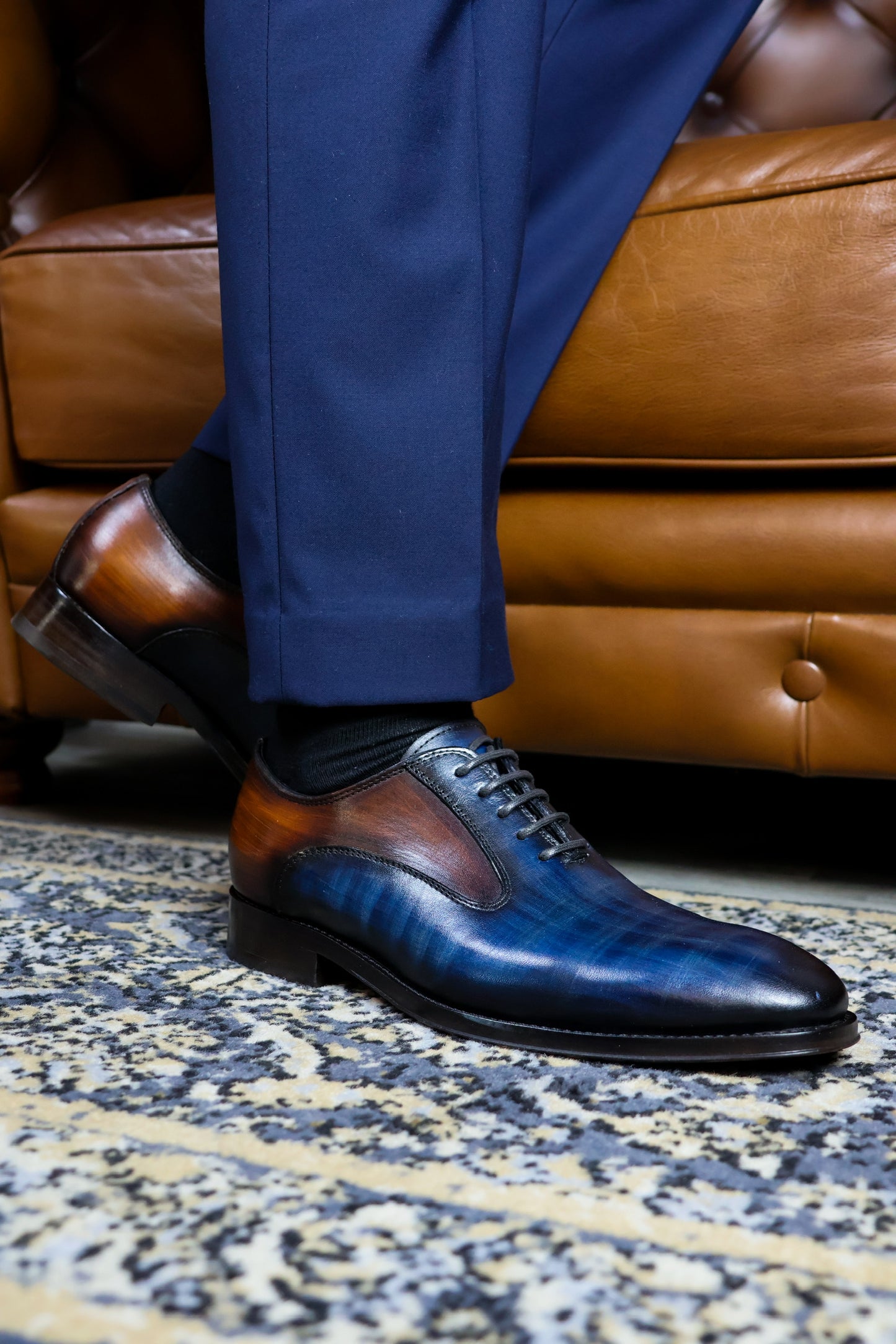 BLUE & BROWN LEATHER LIAM