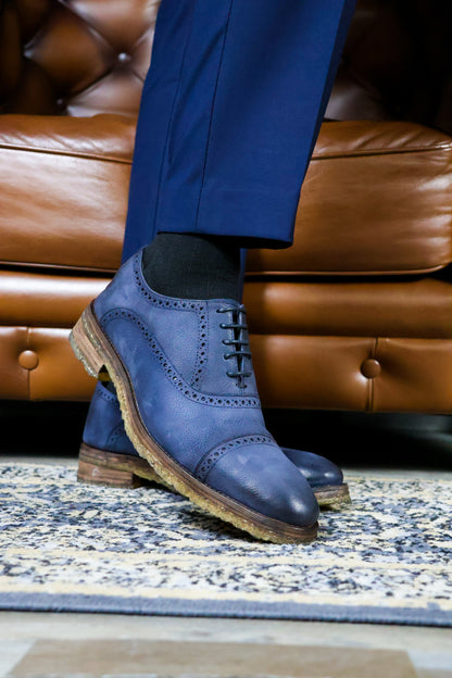 BLUE NOBUCK FLOATER CARTER W/DOBLE SUELA CREPÉ