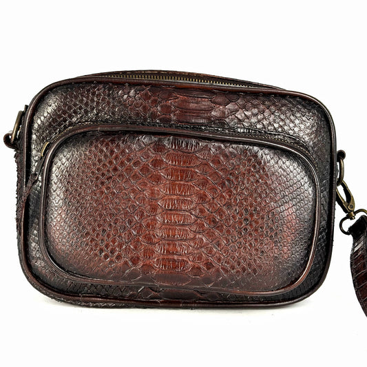 BANDOLERA TWO BAG PITON BROWN