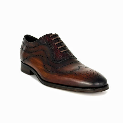 BROWN LEATHER & CROCO THOMAS
