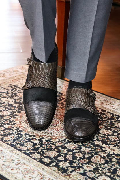 DANIEL GAMUZA LIZARD & PITON GREY BLACK