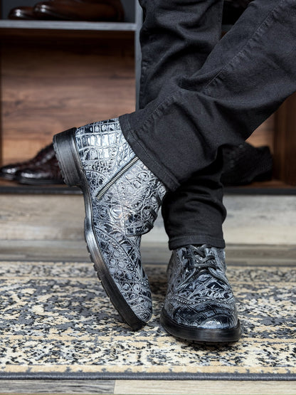 PETER BOOTS COCODRILO GREY BLACK