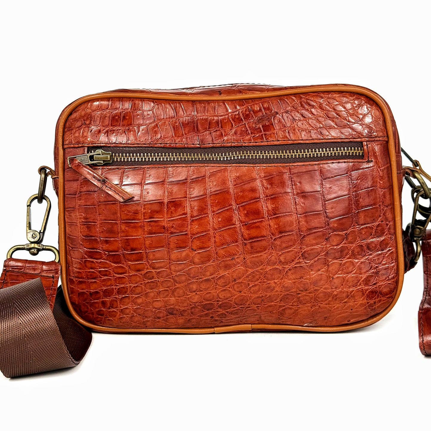 BANDOLERA CARAMEL COCODRILO TWO BAG