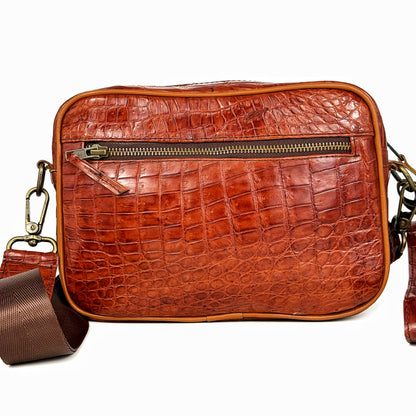 BANDOLERA CARAMEL COCODRILO TWO BAG