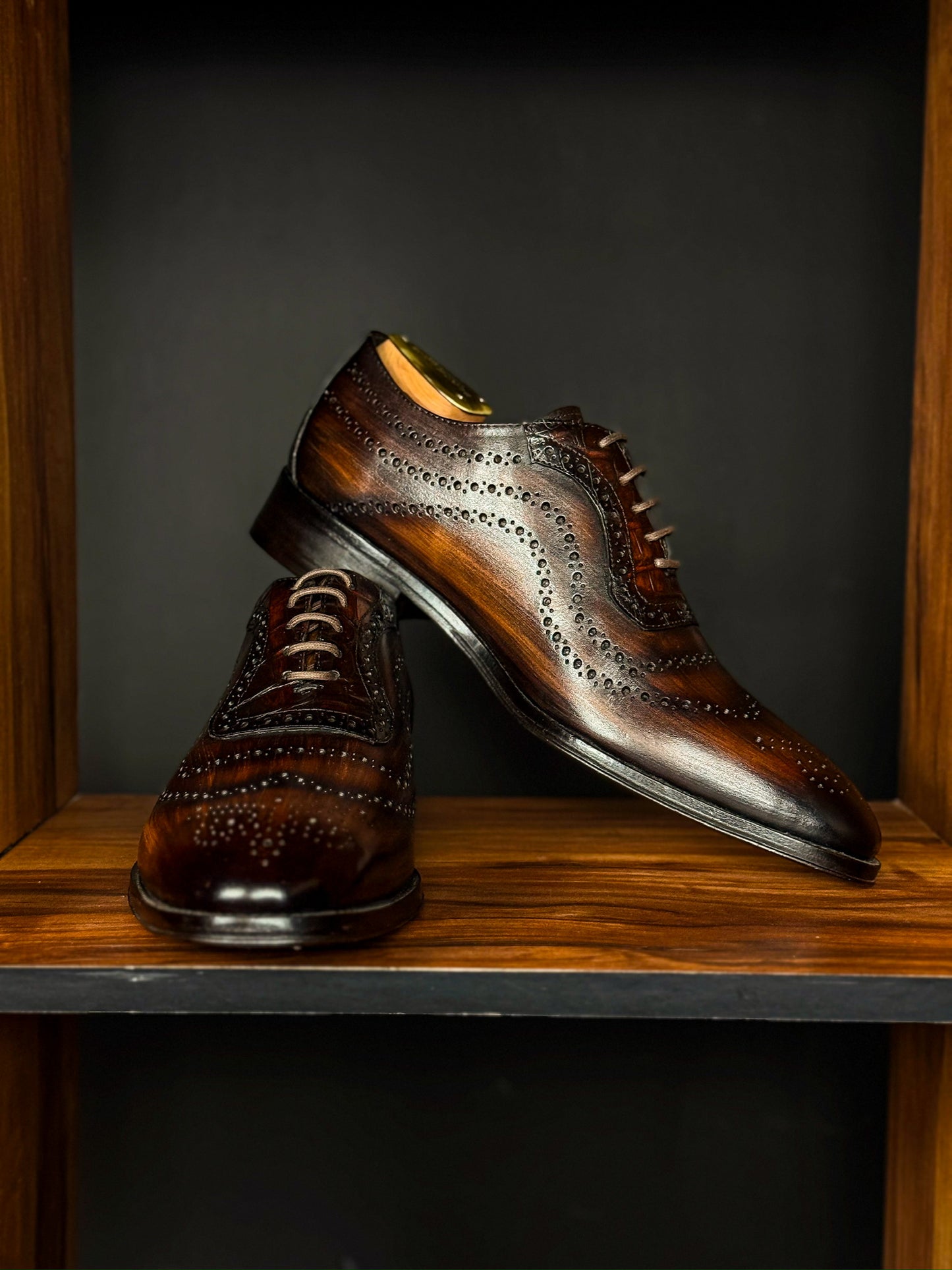 THOMAS LEATHER &amp; CROCODILE BROWN