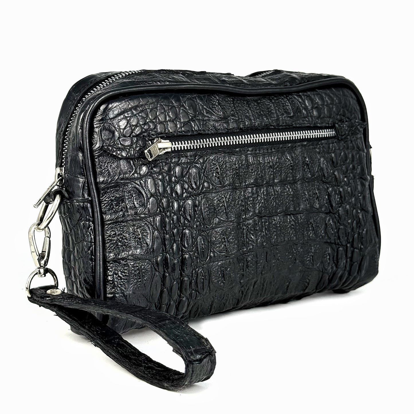 BLACK FUSCUS CROCO BANDOLERA