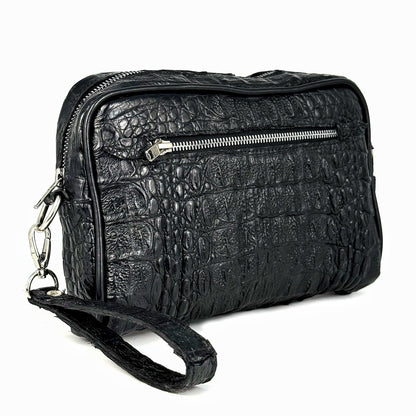 BLACK FUSCUS CROCO BANDOLERA