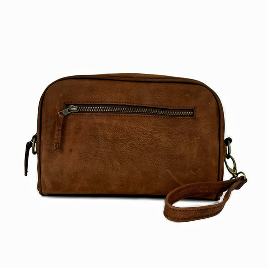 BROWN LEATHER BANDOLERA