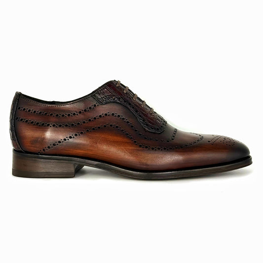 BROWN LEATHER & CROCO THOMAS