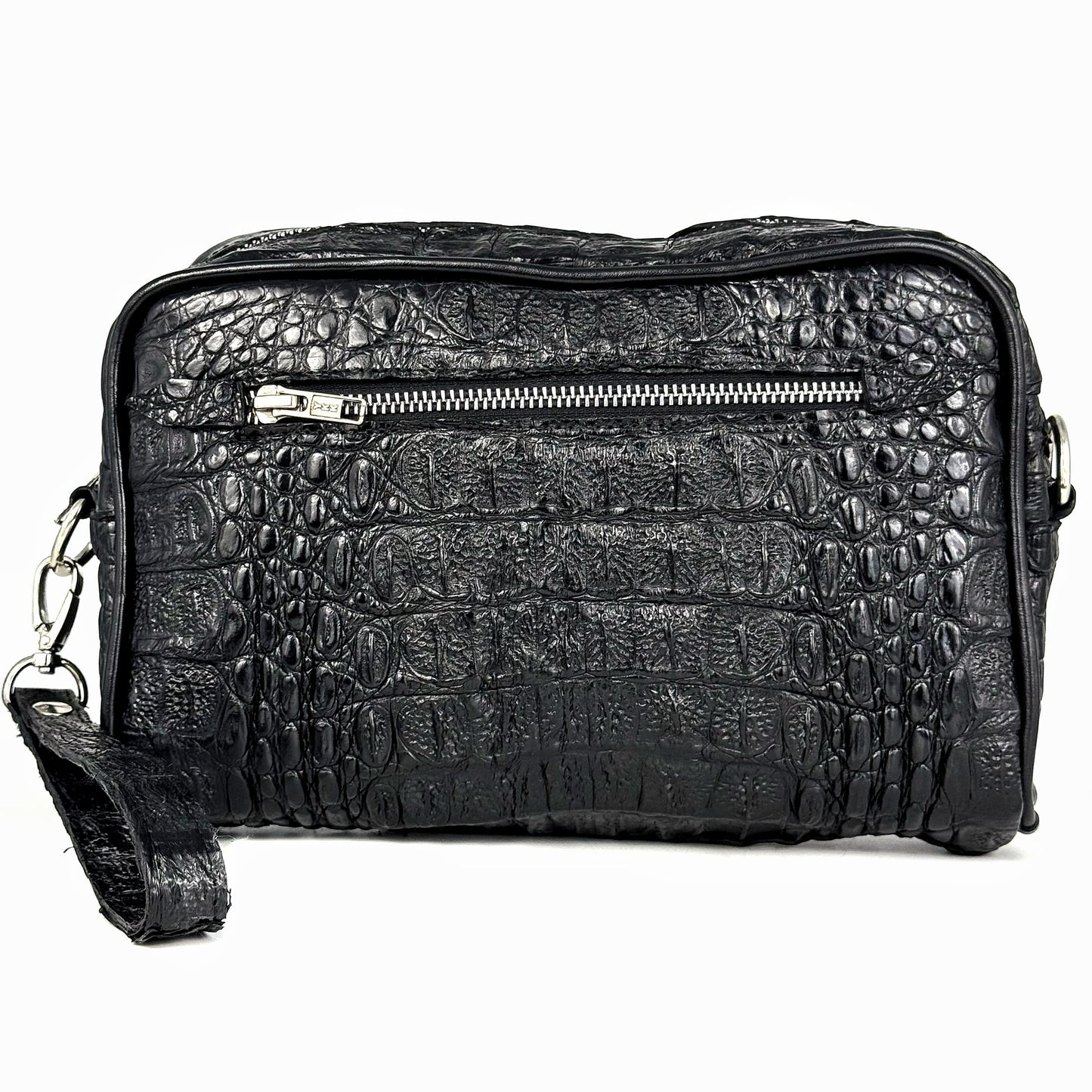 BLACK FUSCUS CROCO BANDOLERA