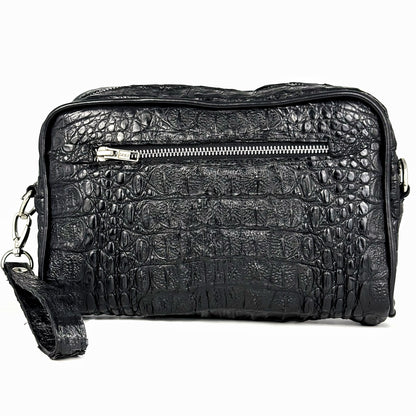 BLACK FUSCUS CROCO BANDOLERA