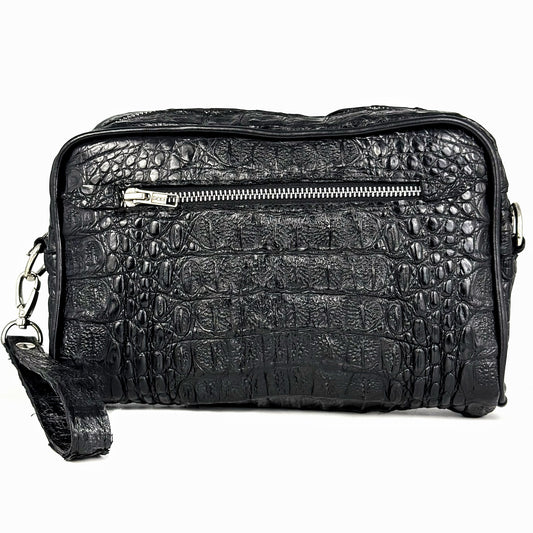 BLACK FUSCUS CROCO BANDOLERA