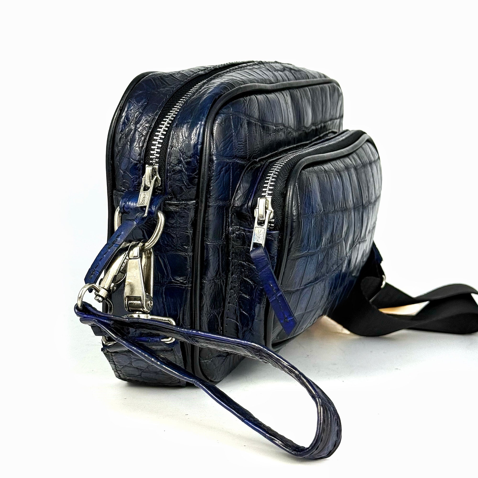 BANDOLERA BLUE COCODRILO TWO BAG
