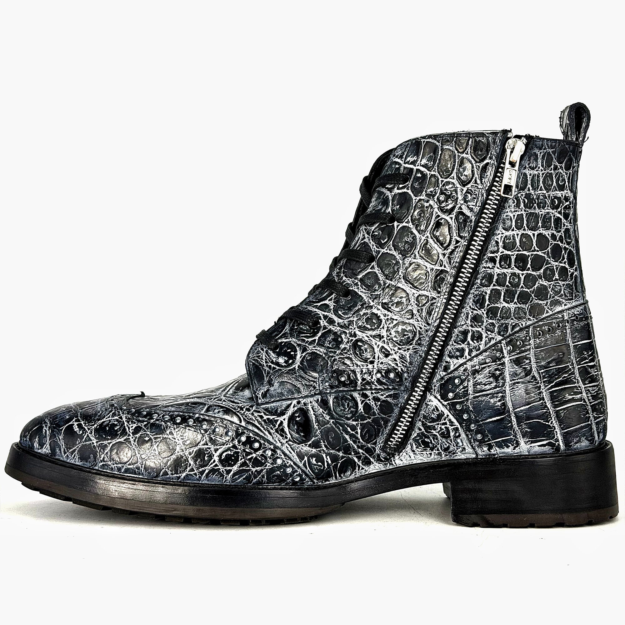 GREY BLACK CROCO PETER BOOTS