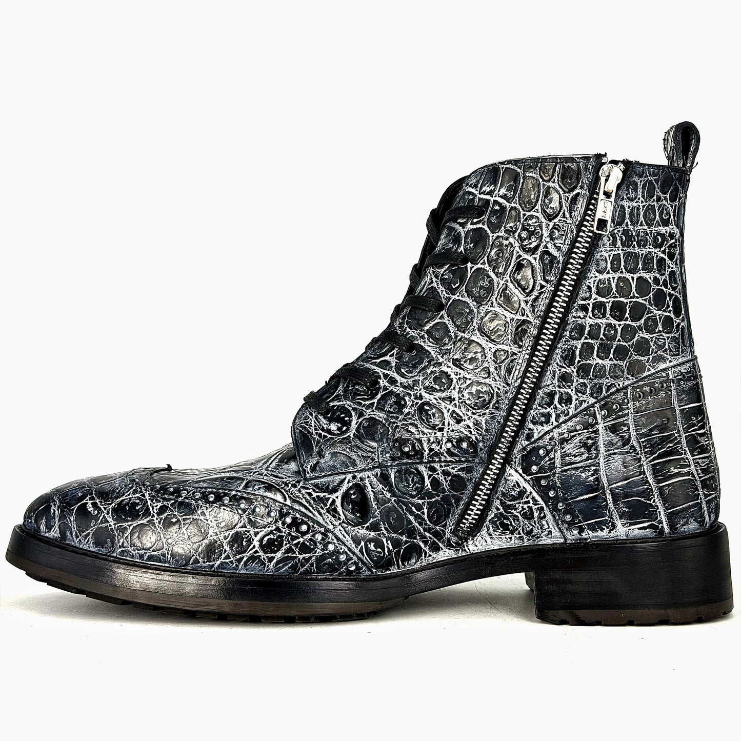 GREY BLACK CROCO PETER BOOTS