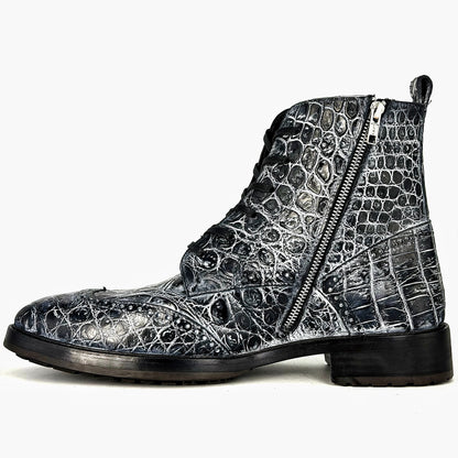 GREY BLACK CROCO PETER BOOTS