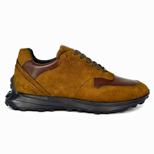 BROWN SUEDE & LEATHER SNEAKER
