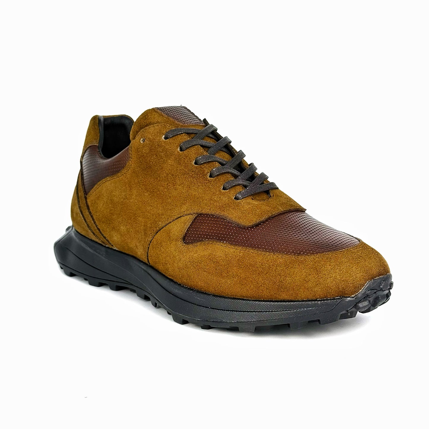 BROWN SUEDE & LEATHER SNEAKER
