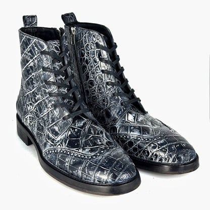 GREY BLACK CROCO PETER BOOTS