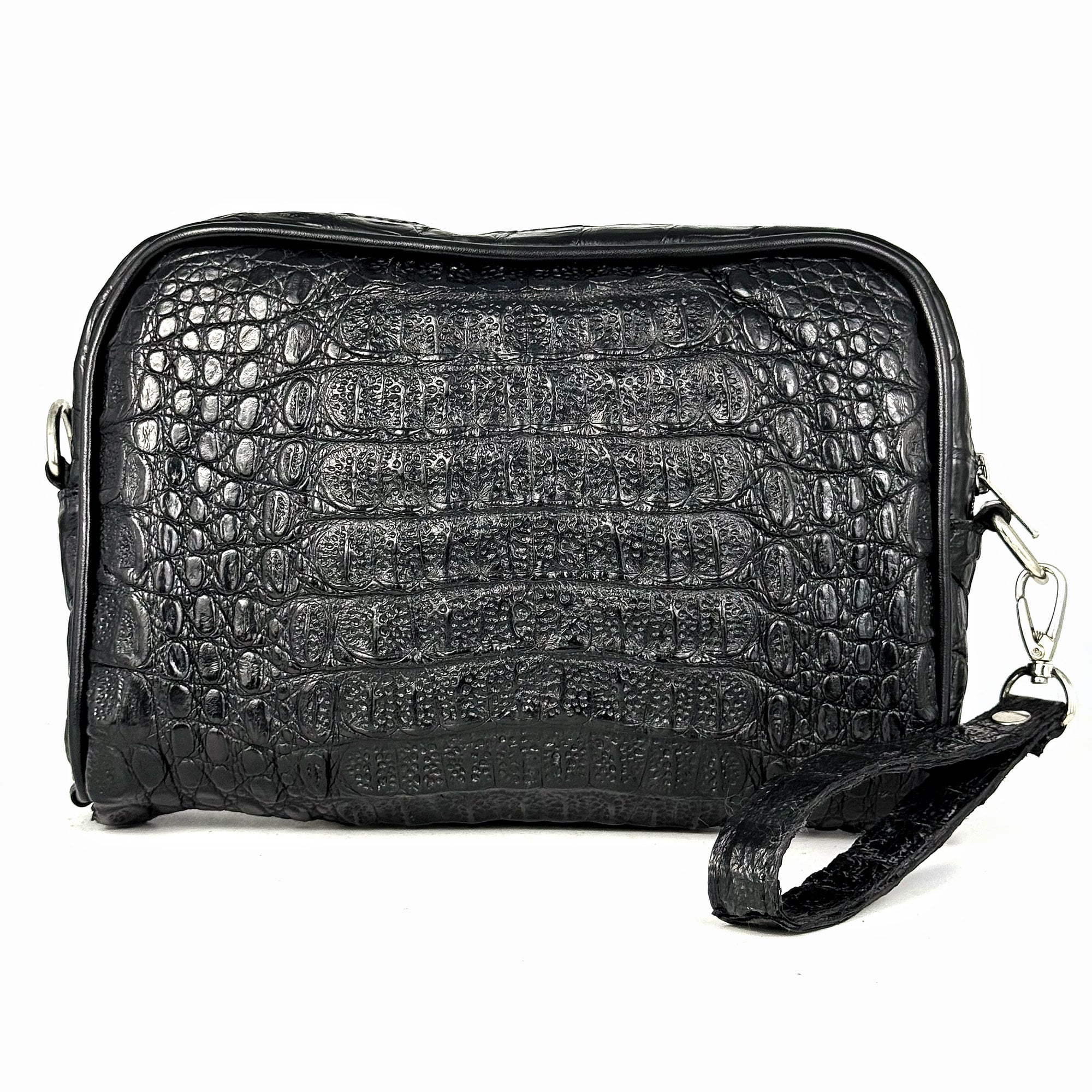 BLACK FUSCUS CROCO BANDOLERA