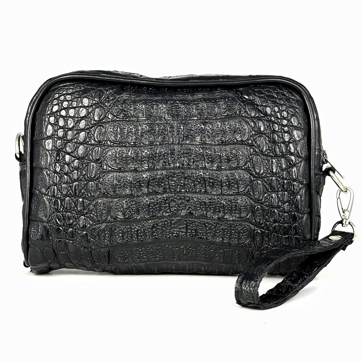 BLACK FUSCUS CROCO BANDOLERA