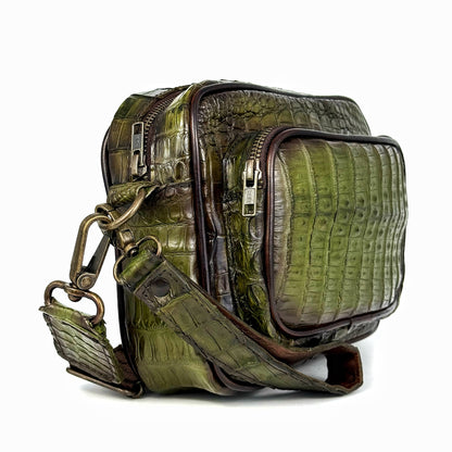 GREEN CROCO TWO BAG BANDOLERA