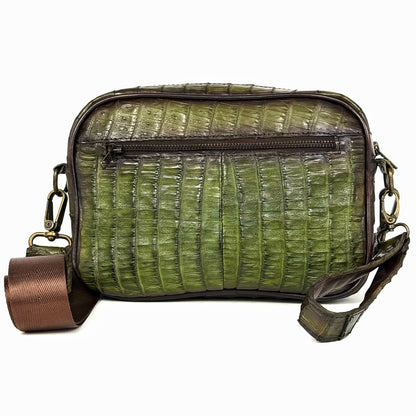 GREEN CROCO TWO BAG BANDOLERA