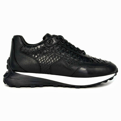 BLACK LEATHER & PYTHON SNEAKER