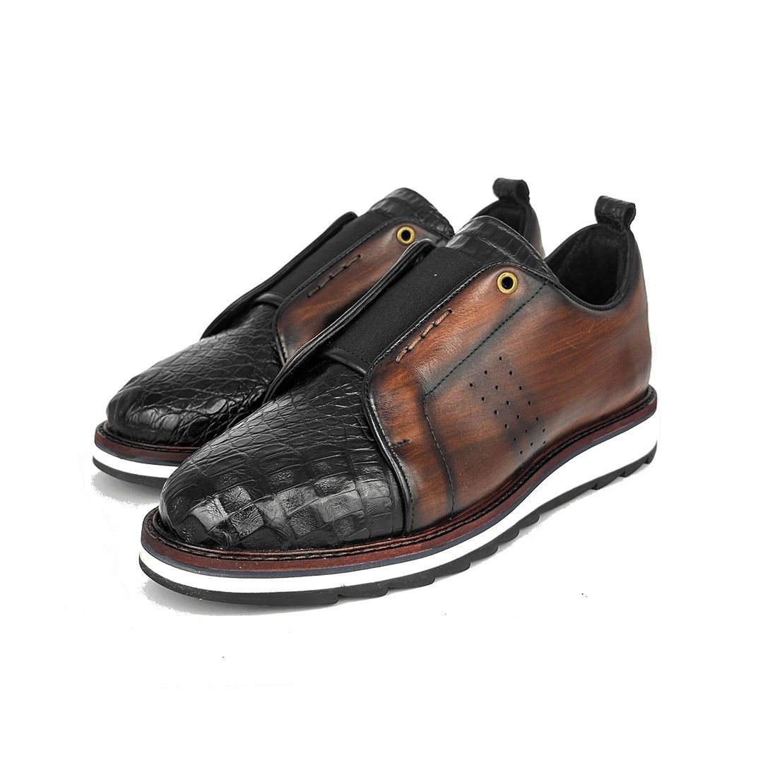 BROWN & BLACK CROCO SNEAKER