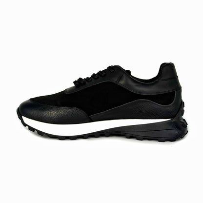 BLACK LEATHER & SUEDE SNEAKER